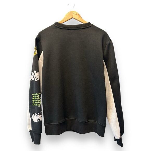 Bleecker & Mercer Black Graffiti Style Sweatshirt Size S Pullover Grunge Art - Picture 3 of 16